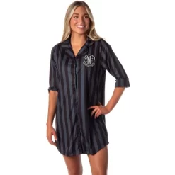 Wednesday Addams Family Women's Collared Pajama Nightgown Sleep Shirt Black -Cozy Nights Sales Store GUEST 833f1dec a6c1 42c7 9cb4 115e3e9ed335