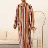 Lars Amadeus Men's Long Sleeves Button Striped Nightgown With Pockets