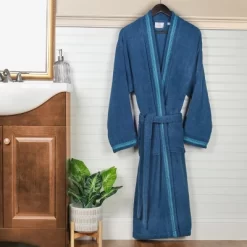 All-Season Unisex Cotton Terry Lounge Bathrobe With Embroidery By Blue Nile Mills -Cozy Nights Sales Store GUEST 863e0a77 7403 4958 88d5 f7104b0701e4