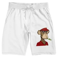 Bored Of Directors Ape With Red Cap Men's White Sleep Pajama Shorts -Cozy Nights Sales Store GUEST 86faca35 a22a 4c4a bd5e df18d9e6354a