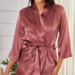 Women's Short Satin Lounge Robe, Silk Like Loungewear -Cozy Nights Sales Store GUEST 8796e999 9691 40a4 b3a8 49433b34b903