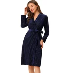 Allegra K Women's Velvet Bathrobe Soft Lounge Pajamas Sleepwear Tie Waist Flannel Robe -Cozy Nights Sales Store GUEST 887191c7 93ba 4312 b462 cca3f3ca846f