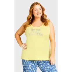 Women's Plus Size Eggstra Sleep Tank - Yellow| AVENUE -Cozy Nights Sales Store GUEST 888abc10 714d 43ba 8513 9aa44ed62b30
