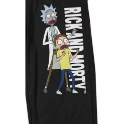 Rick And Morty Characters And Logo Men's Black Sleep Pajama Pants