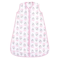 Hudson Baby Infant Girl Muslin Cotton Sleeveless Wearable Sleeping Bag, Sack, Blanket, Clouds And Hearts