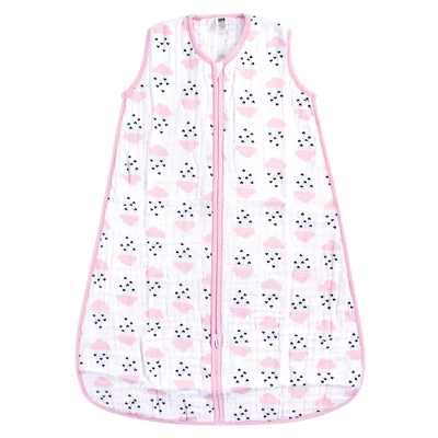 Hudson Baby Infant Girl Muslin Cotton Sleeveless Wearable Sleeping Bag, Sack, Blanket, Clouds And Hearts 1 Hudson Baby Infant Girl Muslin Cotton Sleeveless Wearable Sleeping Bag, Sack, Blanket, Clouds And Hearts