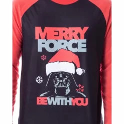 Star Wars Mens' Darth Vader Merry Force Be With You Sleep Pajama Set Black