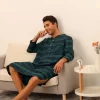 Lars Amadeus Men's V Neck Button Checked Nightshirts Pajamas