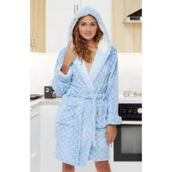 Women's Classic Plush Hooded Robe, Short Fleece Plaid Bathrobe With Hood -Cozy Nights Sales Store GUEST 8b1caaa8 087a 47f1 8c9d 2c6784e7cc19