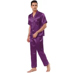 Lars Amadeus Men's Classic Satin Pajama Sets Short Sleeves Button Down Nightwear Sleepwears Loungewear Pjs -Cozy Nights Sales Store GUEST 8b27e789 dd83 4a01 a4b3 5a9f0540b014