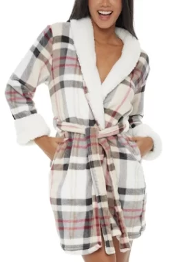 Women's Classic Plush Robe, Short Fleece Bathrobe Prints -Cozy Nights Sales Store GUEST 8ce6cec2 53d4 4459 8aee a1d41d7bf2d4