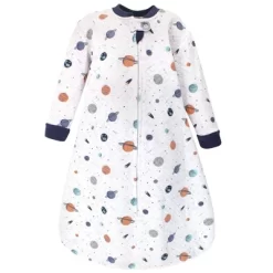 Hudson Baby Infant Boy Premium Quilted Long Sleeve Sleeping Bag And Wearable Blanket, Space