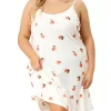 Agnes Orinda Women's Plus Size Sleeveless Fruit Ruffle Hem Nightgown