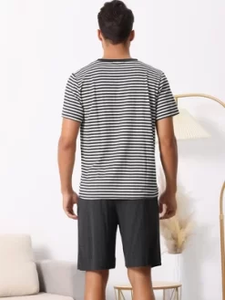 Cheibear Men's Sleepwear Short Sleeve T-Shirt With Shorts Stripe Couple Pajama Sets 8 Cheibear Men's Sleepwear Short Sleeve T-Shirt With Shorts Stripe Couple Pajama Sets -Cozy Nights Sales Store GUEST 90970915 2ce4 4faa b65b 8b81f1159021