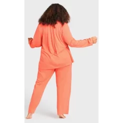 Women's Plus Size Button Print Sleep Top - Peach Spot | AVENUE -Cozy Nights Sales Store GUEST 91026647 6453 4297 a693 57a3775168ff
