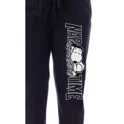 Peanuts Womens' Snoopy Nap Time Character Comic Sleep Jogger Pajama Pants Black