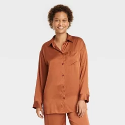 Women's Satin Long Sleeve Button Down Pajama Shirt - Stars Above™ -Cozy Nights Sales Store GUEST 92c57d3c 8444 44c4 b0e1 8718654d7037
