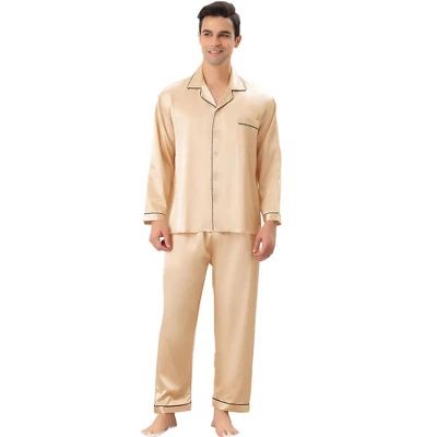 Lars Amadeus Men's Satin Sleeping Long Sleeves Shirt Pants Pajama Set 8 Lars Amadeus Men's Satin Sleeping Long Sleeves Shirt Pants Pajama Set - Image 8