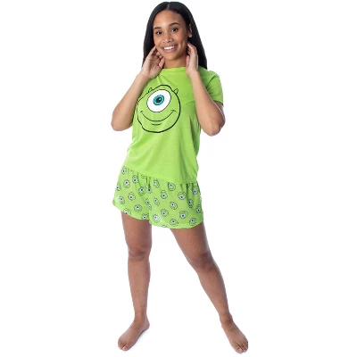 Disney Women's Monsters Inc. Mike Wazowski Shirt And Shorts Pajama Set Lime Green 1 Disney Women's Monsters Inc. Mike Wazowski Shirt And Shorts Pajama Set Lime Green