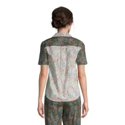 Lands' End Women's Short Sleeve Cotton Poplin Pajama Shirt