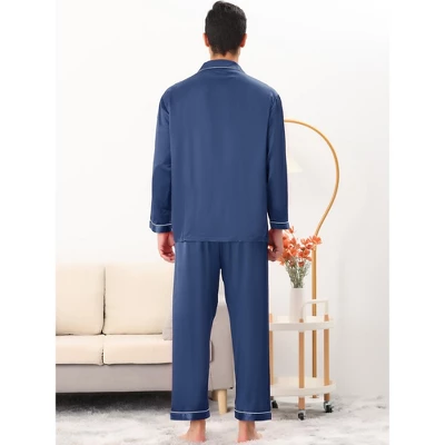 Lars Amadeus Men's Satin Sleeping Long Sleeves Shirt Pants Pajama Set 3 Lars Amadeus Men's Satin Sleeping Long Sleeves Shirt Pants Pajama Set - Image 3