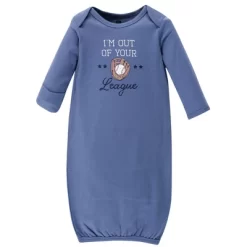 Hudson Baby Infant Boy Cotton Gowns, Baseball, Preemie/Newborn