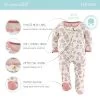 The Peanutshell Boho Floral Butterfly Footed Baby Sleepers For Girls, 3-Pack