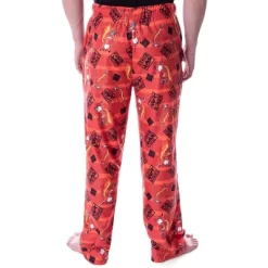 Disney Men's Mulan Mushu The Chinese Dragon Allover Character Pajama Pants Red