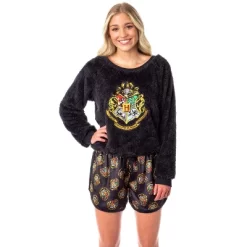 Harry Potter Womens' Hogwarts Crest Sweater And Shorts Sleep Pajama Set Black -Cozy Nights Sales Store GUEST 95c4b0da 8483 41d2 ab98 6af0e17386db