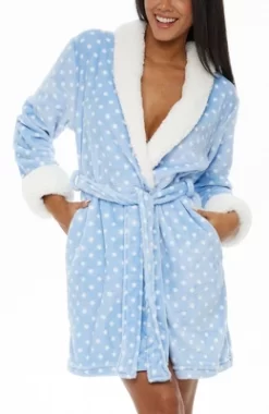 Women's Classic Plush Robe, Short Fleece Bathrobe Prints -Cozy Nights Sales Store GUEST 95c85b7b 3789 49c8 98ce c457dc35545b