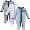 Luvable Friends Baby Boy Cotton Preemie Snap Sleep And Play 3pk, Airplane, Preemie