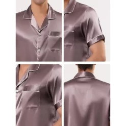 Lars Amadeus Men's Satin Pajama Sets Sleepwear Short Sleeves Button Down Night Wear Set -Cozy Nights Sales Store GUEST 978ce366 2880 409d 8c79 e5b7d9d30e0c