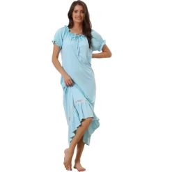 Cheibear Women's Victorian Ruffle Short Sleeve Tie Neck Pajama Sleep Dress 17 Cheibear Women's Victorian Ruffle Short Sleeve Tie Neck Pajama Sleep Dress -Cozy Nights Sales Store GUEST 97e7ee9f 377c 41e7 8f84 8996db84ced0