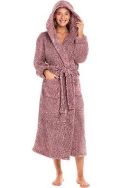 Women's Fuzzy Plush Fleece Bathrobe With Hood, Soft Warm Hooded Lounge Robe -Cozy Nights Sales Store GUEST 980125ce e55f 4fb7 ae3b ffc4d858a14d