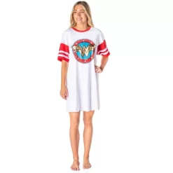 DC Comics Women's Wonder Woman Classic Logo Nightgown Pajama Shirt Dress White -Cozy Nights Sales Store GUEST 9892be88 adea 42b8 a7a3 093cb099646e