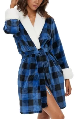 Women's Classic Plush Robe, Short Fleece Bathrobe Prints -Cozy Nights Sales Store GUEST 98b97f2c 5531 4e30 920a a78120d585fe