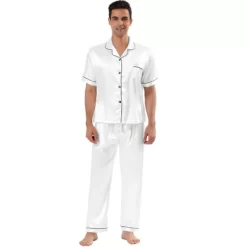 Lars Amadeus Men's Classic Satin Pajama Sets Short Sleeves Button Down Nightwear Sleepwears Loungewear Pjs -Cozy Nights Sales Store GUEST 9a059e24 a56e 43d3 a6fc f9b0bd3ca433