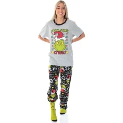Dr. Seuss The Grinch 3 Piece Gift Pajama Set (Fleece Pants, Shirt, Socks)