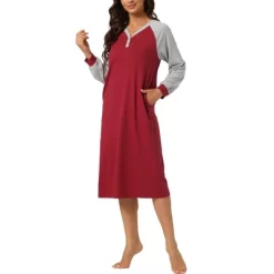 Cheibear Women's Sleepshirt Pajama Dress Long Sleeves With Pockets Henley Lounge Nightgown 15 Cheibear Women's Sleepshirt Pajama Dress Long Sleeves With Pockets Henley Lounge Nightgown -Cozy Nights Sales Store GUEST 9a2bafbf c4d8 492b 848f a9d172a2a882