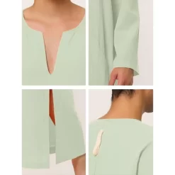 Lars Amadeus Men's Cotton V-Neck Side Split Long Night Gown With Pocket -Cozy Nights Sales Store GUEST 9cf3d196 e956 4953 b3fd 56a53be00ff6