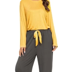 Cheibear Womens Pajama Set Soft Modal Contrast Color Long Sleeve Shirt And Pants Sleepwear 2pcs -Cozy Nights Sales Store GUEST 9d7d9042 dcc0 4efc 96a5 6a9dff4508db
