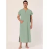 Lars Amadeus Men's Short Sleeves Cotton V-Neck Side Split Long Nightshirt
