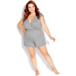 Women's Plus Size Ellie Sleep Romper - Gray | CITY CHIC -Cozy Nights Sales Store GUEST 9e45e305 54d7 40fa b8f1 a3b33aeba06e