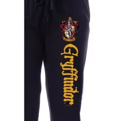 Harry Potter Womens' Hogwarts House Gryffindor Sleep Jogger Pajama Pants Black