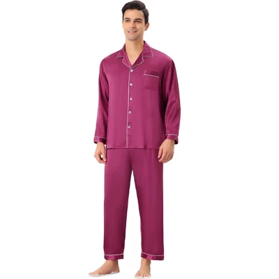 Lars Amadeus Men's Satin Sleeping Long Sleeves Shirt Pants Pajama Set 7 Lars Amadeus Men's Satin Sleeping Long Sleeves Shirt Pants Pajama Set - Image 7
