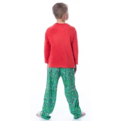 Peanuts Boys' Christmas Holiday Season Sing Along Sleep Pajama Set Green