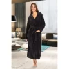 Women's Classic Winter Robe, Hooded Cozy Plush Fleece Bathrobe