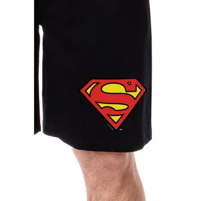 DC Comics Mens' Superman 'S' Logo Icon Character Sleep Pajama Shorts Black 1 DC Comics Mens' Superman 'S' Logo Icon Character Sleep Pajama Shorts Black