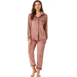 Allegra K Women's Flannel Button Down Lounge Winter Long Sleeves Pajama Sets -Cozy Nights Sales Store GUEST 9fb2b57e 5267 4080 9142 9f80ed56f71c