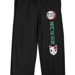 Demon Slayer Tanjiro Mask Men's Black Sleep Pajama Pants